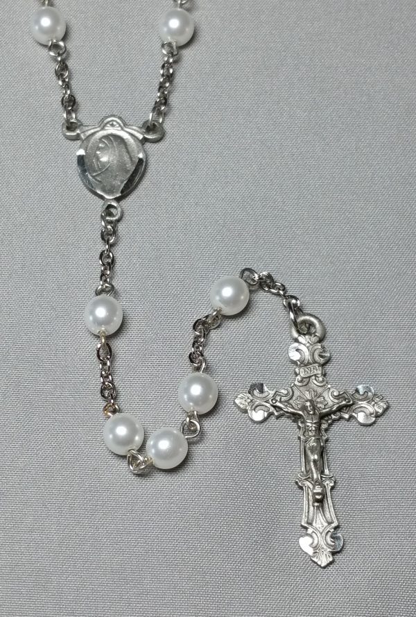 6mm White Pearl Rosary