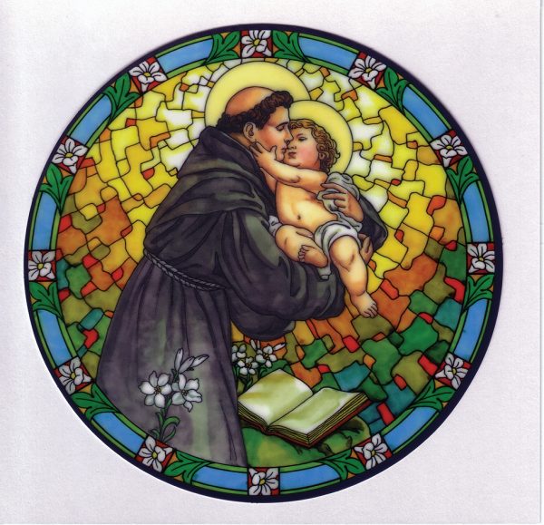 St. Anthony Stain Glass Static Sticker