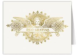 Deo Gratias Angel Woodcut Blank Note Card
