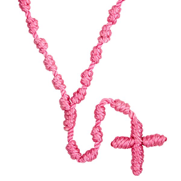 Pink Knotted Cord Rosary