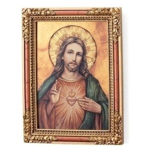 5.25" x 7" Sacred Heart Framed Plaque